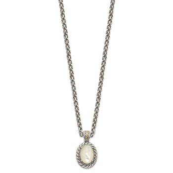 Shey Couture Sterling Silver with 14K Accent 18 Inch Antiqued Mother Of Pearl Necklace — alternate view