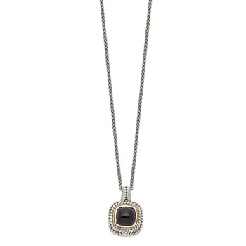 Shey Couture Sterling Silver with 14K Accent 18 Inch Antiqued Cabochon Black Onyx Necklace — alternate view