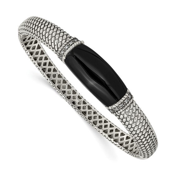Shy Creation Baguette-Cut Diamond Hexagon Link Bangle