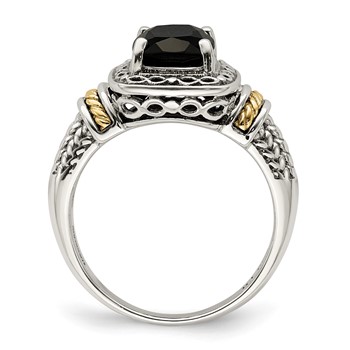 Shey Couture Sterling Silver with 14K Accent Antiqued Black Onyx Ring — alternate view