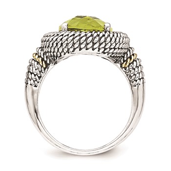 Sterling Silver w/14k Antiqued Lemon Quartz Ring — alternate view