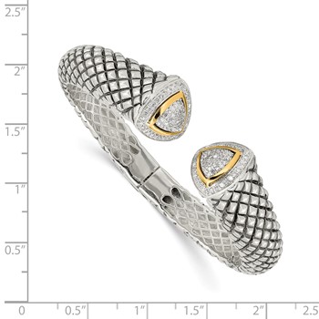 Shey Couture Sterling Silver with 14K Accent Antiqued 1/2 carat Diamond Hinged Cuff Bracelet — alternate view