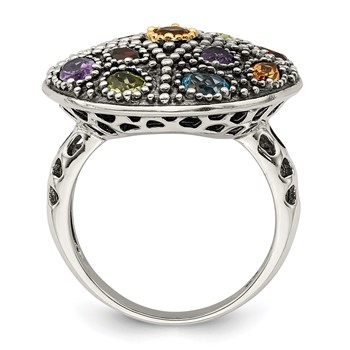 Shey Couture Sterling Silver with 14K Accent Antiqued .43Amethyst/.19Citrine/.32Blue Topaz/.32Peridot/.35Garnet Ring — alternate view
