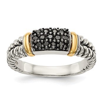 Shey Couture Sterling Silver with 14K Accent Antiqued Black Diamond Ring