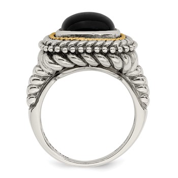 Shey Couture Sterling Silver with 14K Accent Antiqued Cabochon Black Onyx Ring — alternate view