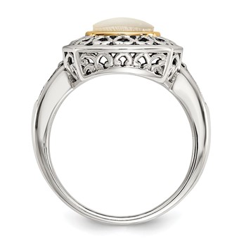 Shey Couture Sterling Silver with 14K Accent Antiqued Mother Of Pearl Ring — alternate view
