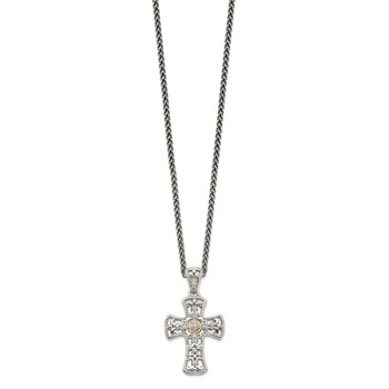 Shey Couture Sterling Silver with 14K Accent 18 Inch Diamond Cross Necklace — alternate view