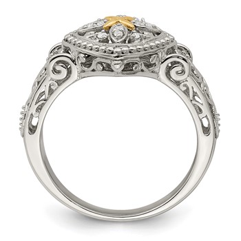 Shey Couture Sterling Silver Rhodium-plated with 14K Accent Diamond Ring — alternate view