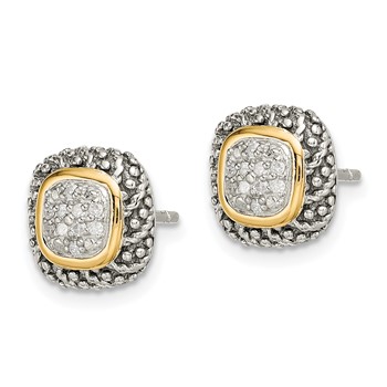 Shey Couture Sterling Silver with 14K Accent Antiqued Diamond Post Earrings — alternate view