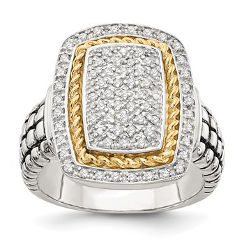 Shey Couture Sterling Silver with 14K Accent Diamond Ring