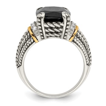 Shey Couture Sterling Silver with 14K Accent Antiqued Black Onyx and White Diamond Ring — alternate view