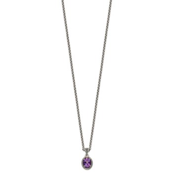 Shey Couture Sterling Silver with 14K Accent 18 Inch Antiqued Amethyst Oval Necklace — alternate view