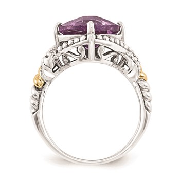 Sterling Silver w/14ky Amethyst Cushion Ring — alternate view