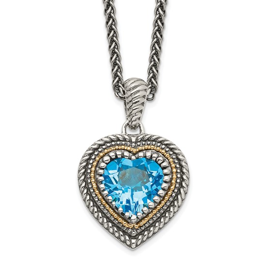 Shey Couture Sterling Silver with 14k Accent Onyx and Swiss Blue Topaz 18 inch Necklace