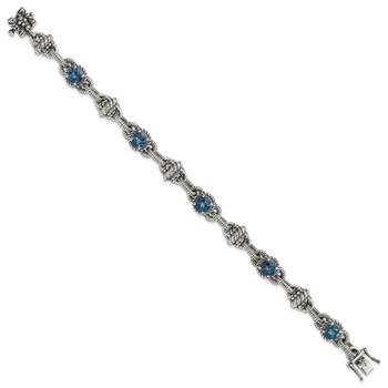 Shey Couture Sterling Silver 7.75 inch Antiqued Round London Blue Topaz Bracelet — alternate view