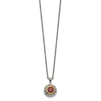 Shey Couture Sterling Silver with 14K Accent 18 Inch Antiqued Round Garnet Necklace — alternate view