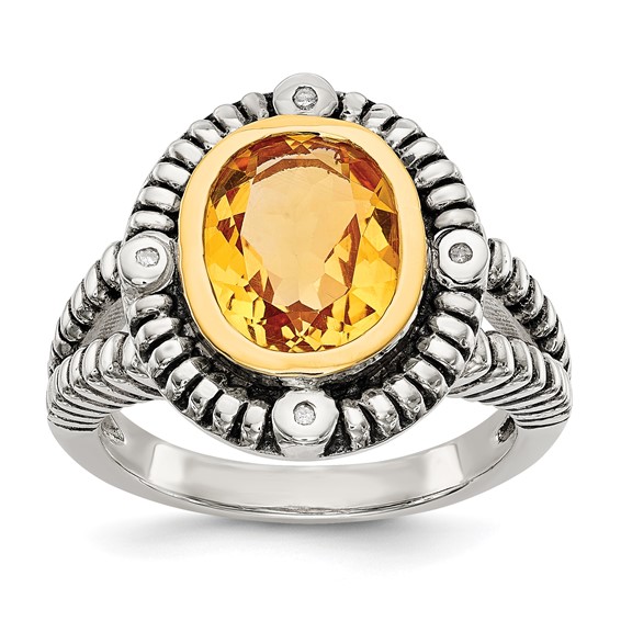 Shey Couture Sterling Silver w/ 14k Gold Accent Filigree Diamond Ring