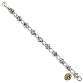 Shey Couture Sterling Silver with 14K Accent 7.75 Inch Antiqued Oval Citrine Bracelet — alternate view
