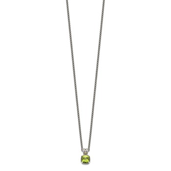 Shey Couture Sterling Silver with 14K Accent 18 Inch Antiqued Cushion Peridot Necklace — alternate view