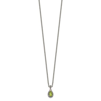 Shey Couture Sterling Silver with 14K Accent 18 Inch Antiqued Pear Shaped Peridot Necklace — alternate view