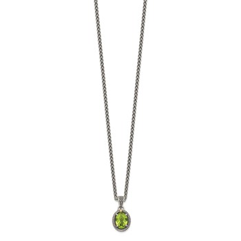 Shey Couture Sterling Silver with 14K Accent 18 Inch Antiqued Peridot Oval Necklace — alternate view