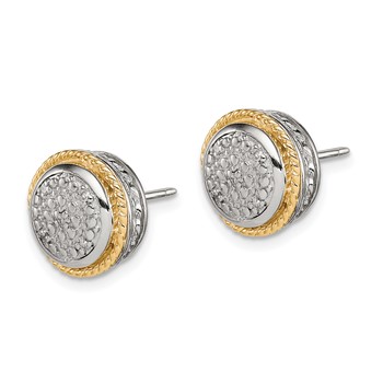Shey Couture Sterling Silver Rhodium-plated with 14K Accent Polished Diamond Post Earrings — alternate view