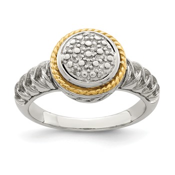 Shey Couture Sterling Silver Rhodium-plated with 14K Accent Polished Diamond Ring