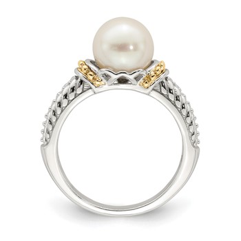 Shey Couture Sterling Silver Rhodium-plated with 14K Accent 8-9mm Freshwater Cultured Pearl Ring — alternate view