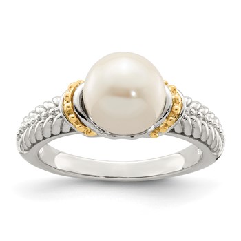 Shey Couture Sterling Silver Rhodium-plated with 14K Accent 8-9mm Freshwater Cultured Pearl Ring