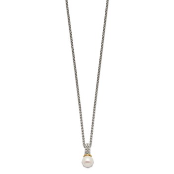 Shey Couture Sterling Silver Rhodium-plated with 14K Accent 18 Inch 8-9mm Freshwater Cultured Pearl Necklace — alternate view