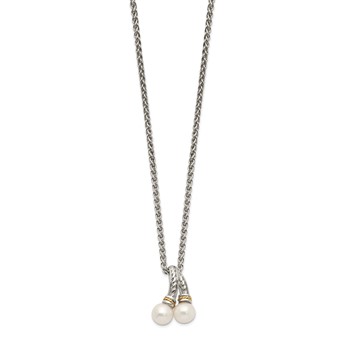 Shey Couture Sterling Silver Rhodium-plated with 14K Accent 18 Inch 6-7mm Freshwater Cultured Pearl Necklace — alternate view