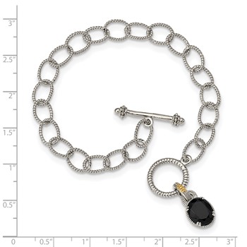 Shey Couture Sterling Silver Rhodium-plated with 14K Accent 7.5 Inch Black Onyx Toggle Bracelet — alternate view