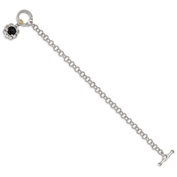 Shey Couture Sterling Silver Rhodium-plated with 14K Accent 7.5 Inch Checkerboard-cut Black Onyx and Diamond Toggle Bracelet — alternate view