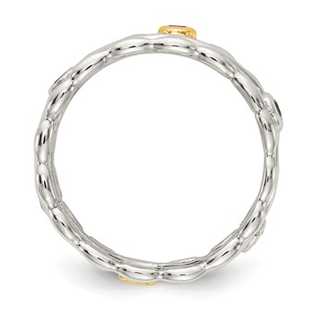 Shey Couture Sterling Silver Rhodium-plated with 14K Accent Round Bezel Amethyst Blue Topaz/Citrine/Garnet/Peridot and Smoky Quartz Ring — alternate view