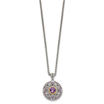 Shey Couture Sterling Silver with 14K Accent 18 Inch Round Amethyst Necklace — alternate view