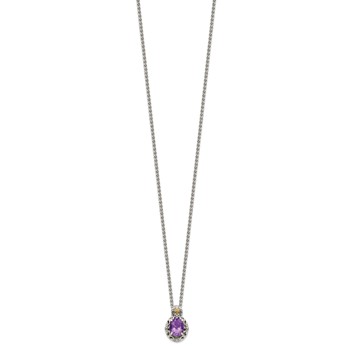 Shey Couture Sterling Silver with 14K Accent 18 Inch Antiqued Oval Amethyst Necklace — alternate view
