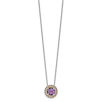 Shey Couture Sterling Silver with 14K Accent 18 Inch Antiqued Round Amethyst Necklace — alternate view