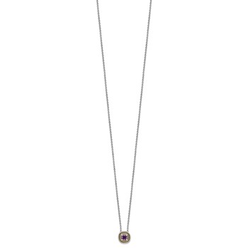 Shey Couture Sterling Silver with 14K Accent 18 Inch Antiqued Cushion Amethyst Necklace — alternate view