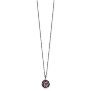 Shey Couture Sterling Silver with 14K Accent 18 Inch Antiqued Round Amethyst Necklace — alternate view