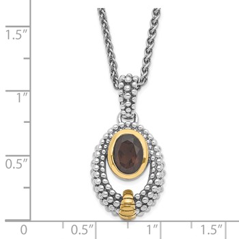Sterling Silver & Flash Gold-plated Smoky Quartz Oval Necklace — alternate view