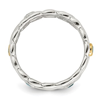 Shey Couture Sterling Silver Rhodium-plated with 14K Accent Light Swiss Blue Topaz Ring — alternate view