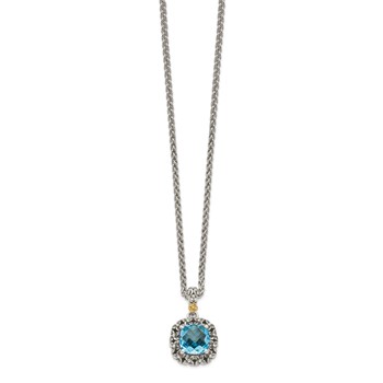 Shey Couture Sterling Silver with 14K Accent 18 Inch Antiqued Blue Topaz Necklace — alternate view