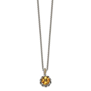 Shey Couture Sterling Silver with 14K Accent 18 Inch Antiqued Round Citrine Necklace — alternate view