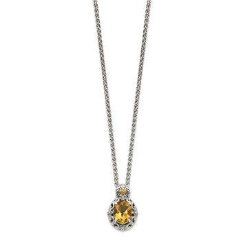 Shey Couture Sterling Silver with 14K Accent 18 Inch Antiqued Oval Citrine Necklace — alternate view