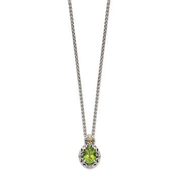 Shey Couture Sterling Silver with 14K Accent 18 Inch Antiqued Oval Peridot Necklace — alternate view