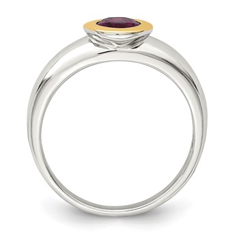 Shey Couture Sterling Silver Rhodium-plated with 14K Accent Oval Bezel Rhodolite Garnet Oval Ring — alternate view