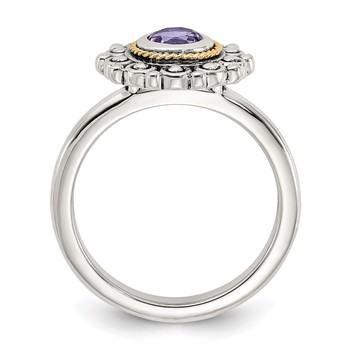Shey Couture Sterling Silver with 14k Accent Antiqued Amethyst Ring — alternate view