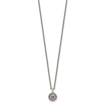 Shey Couture Sterling Silver with 14k Accent Antiqued Amethyst 18 inch Necklace — alternate view