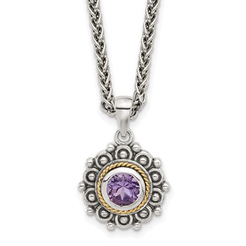 Shey Couture Sterling Silver with 14k Accent Antiqued Amethyst 18 inch Necklace