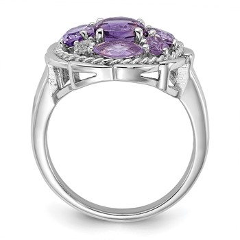 Shey Couture Sterling Silver Rhodium-plated with 14k Accent .78Amethyst / 1.0Pink Quartz / .06White Topaz Ring — alternate view